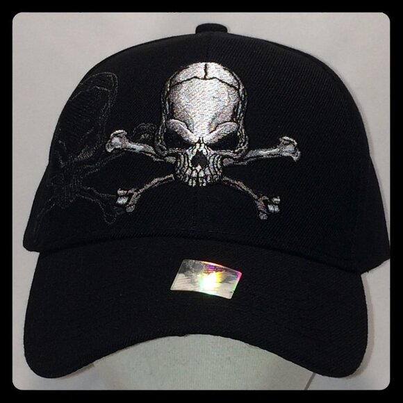 Skull and Crossbones Dad Hat Black T118 ZJN8013 - Picture 1 of 8
